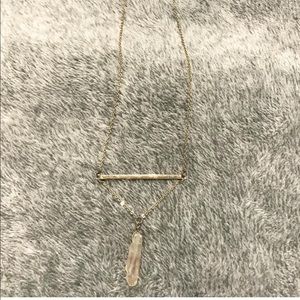 ✖️Dainty gold bar & crystal necklace